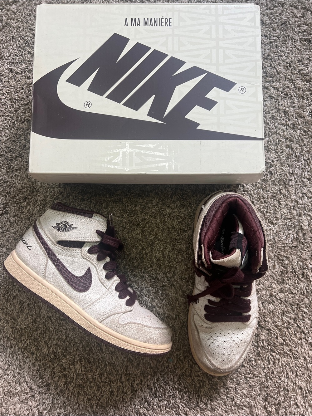 Nike Sail and Burgundy Crush High-Top Jordan 1 (PS)